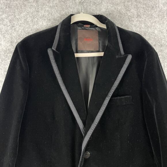 Tre Vero Loro Piana Velvet Blazer Sport Coat Jacket Mens XL 42R Black Peak Lapel - Picture 2 of 16